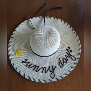 Beach Sunny Days Straw Hat with Black Trim